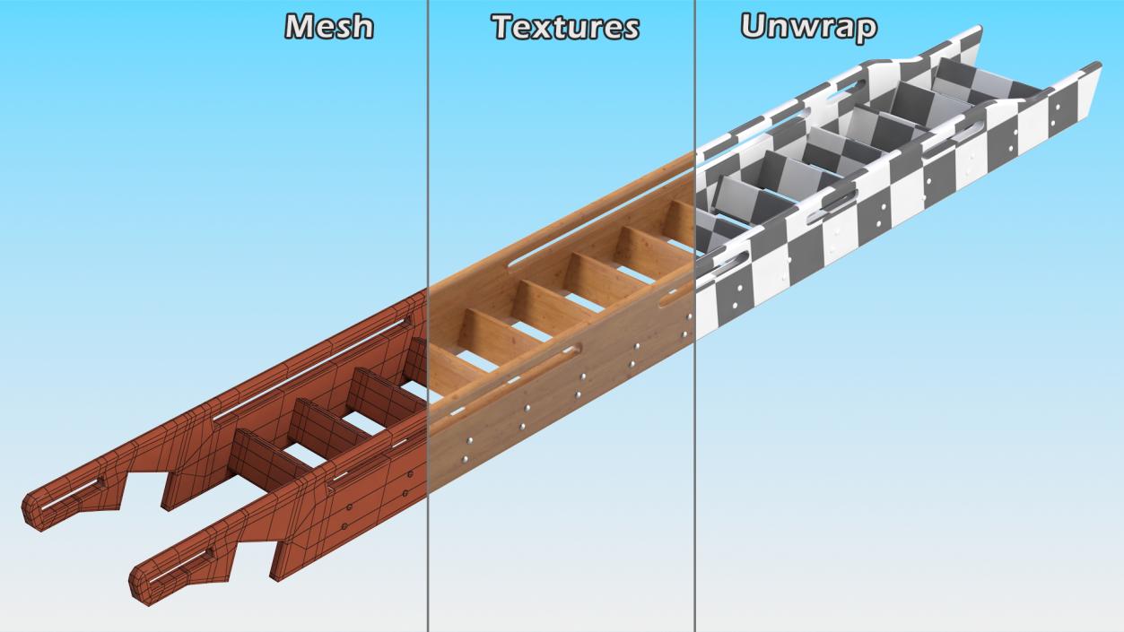 3D Wooden Ladder model