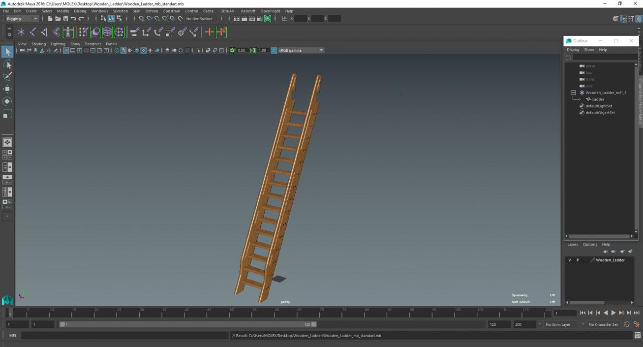 3D Wooden Ladder model