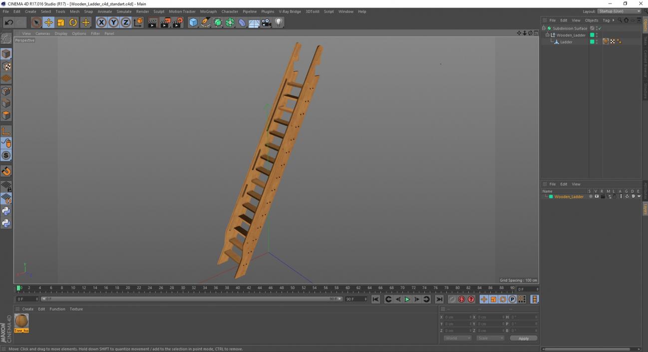 3D Wooden Ladder model