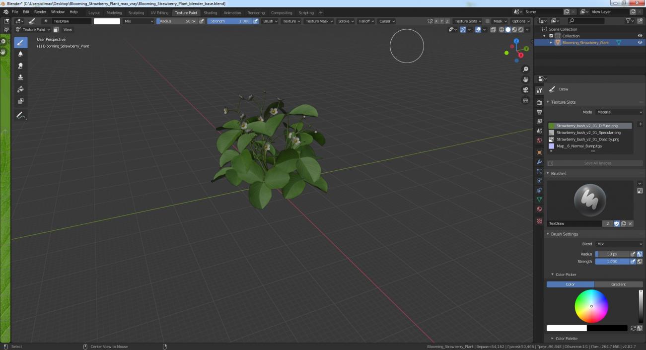 3D model Blooming Strawberry Plant