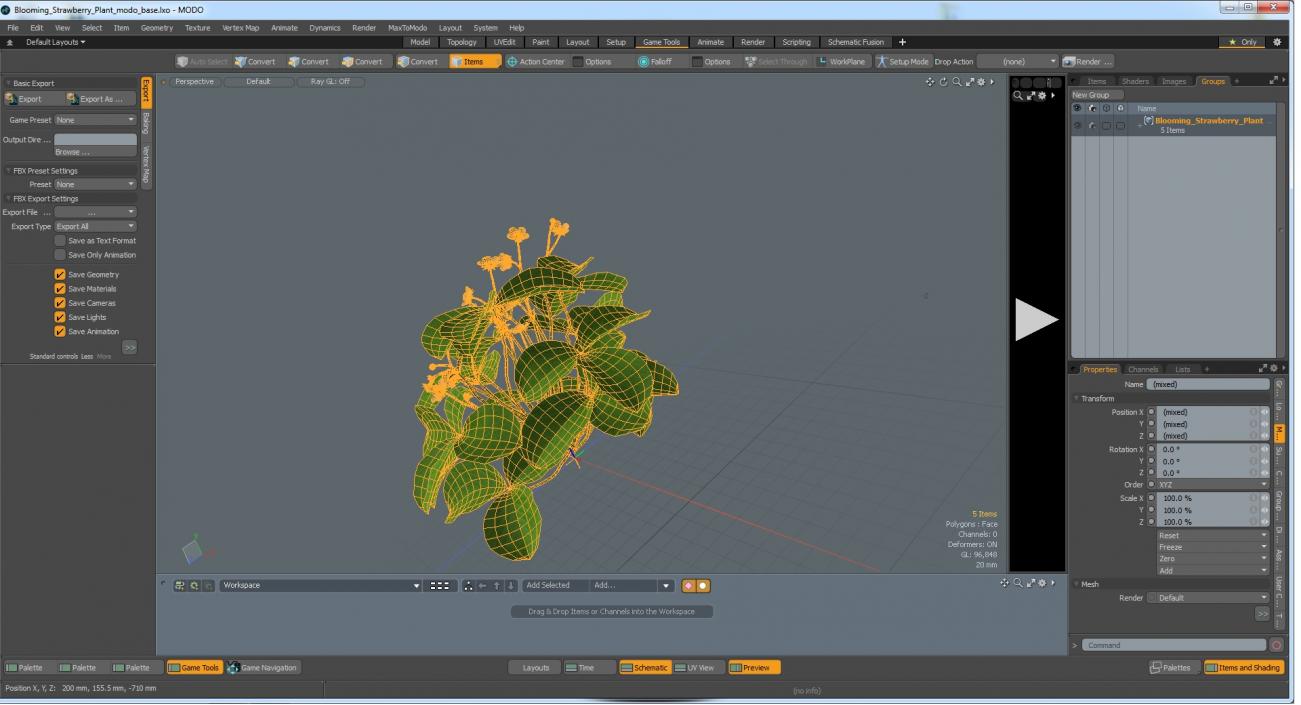 3D model Blooming Strawberry Plant