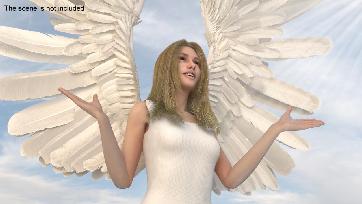 3D Blue Eyed Female Blonde Angel Rigged 2 model