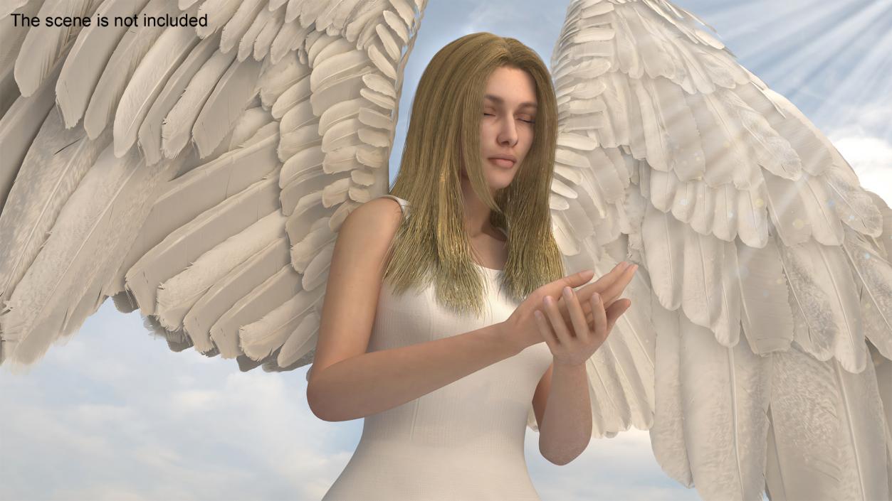 3D Blue Eyed Female Blonde Angel Rigged 2 model