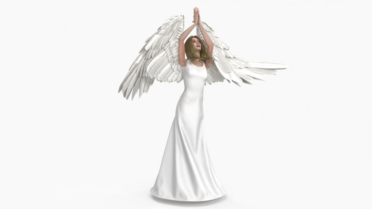 3D Blue Eyed Female Blonde Angel Rigged 2 model