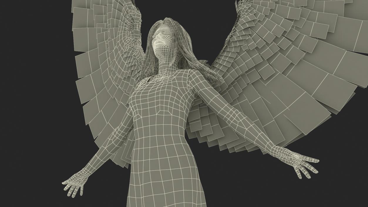 3D Blue Eyed Female Blonde Angel Rigged 2 model