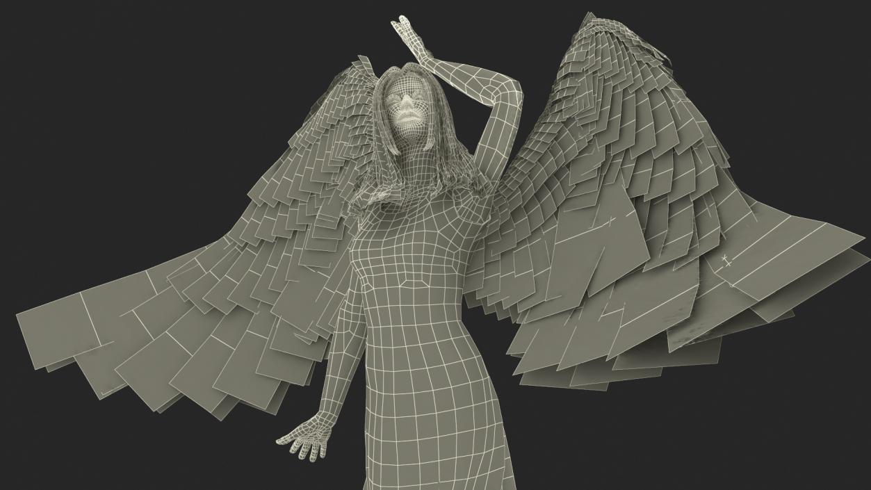 3D Blue Eyed Female Blonde Angel Rigged 2 model