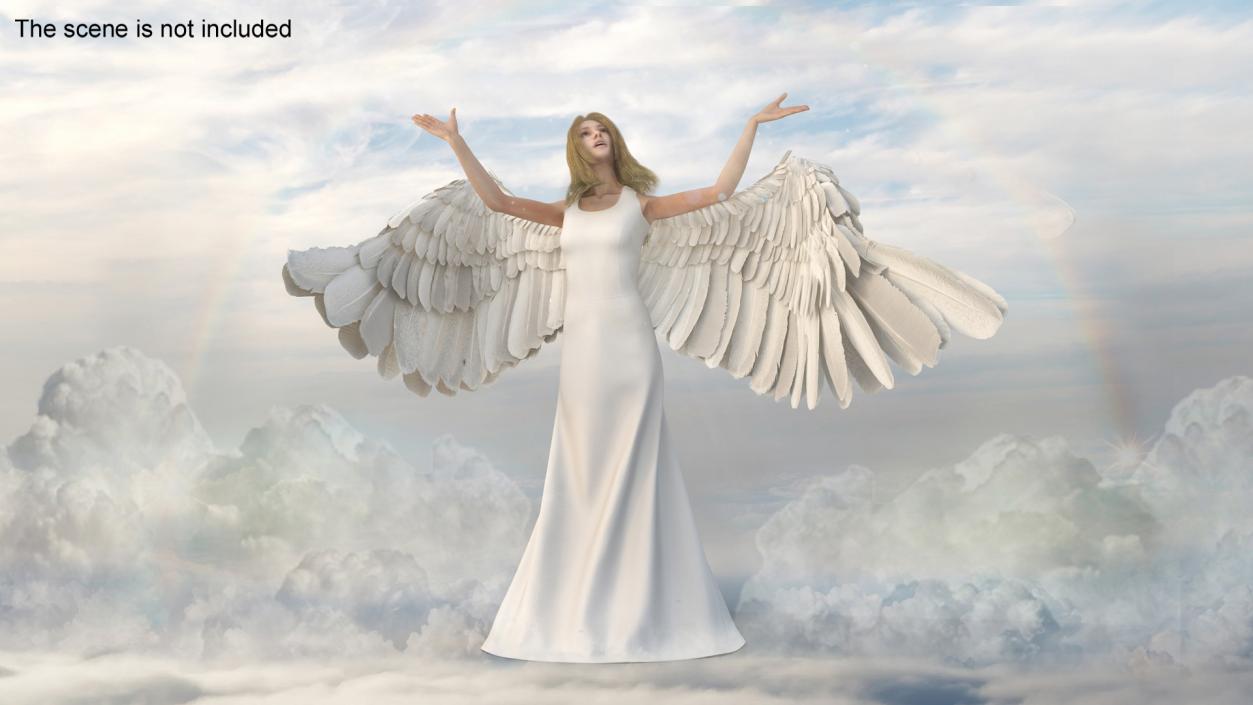 3D Blue Eyed Female Blonde Angel Rigged 2 model