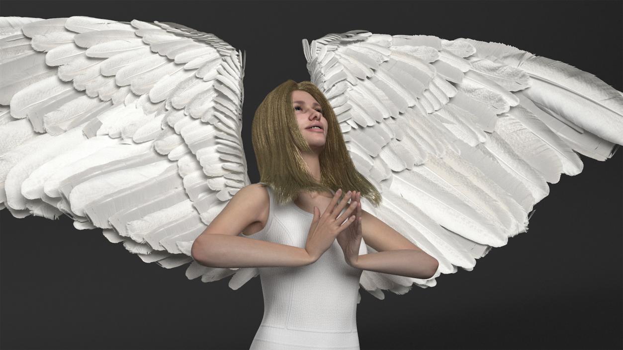 3D Blue Eyed Female Blonde Angel Rigged 2 model