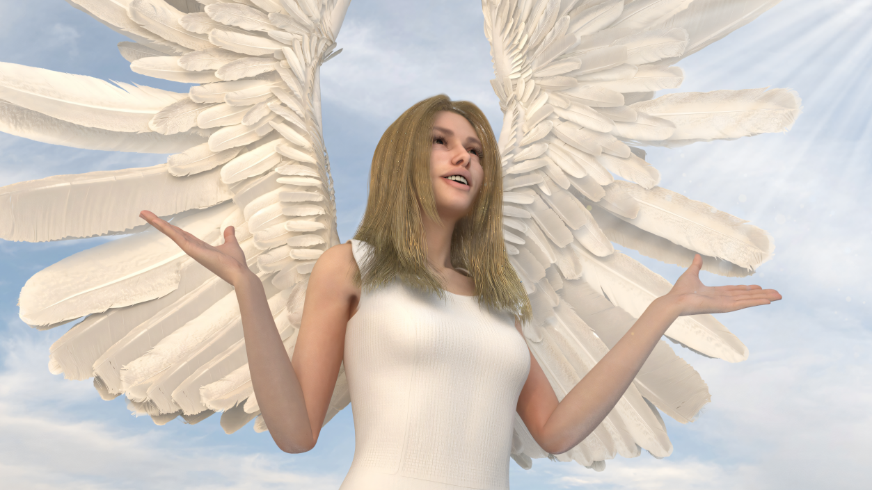 3D Blue Eyed Female Blonde Angel Rigged 2 model