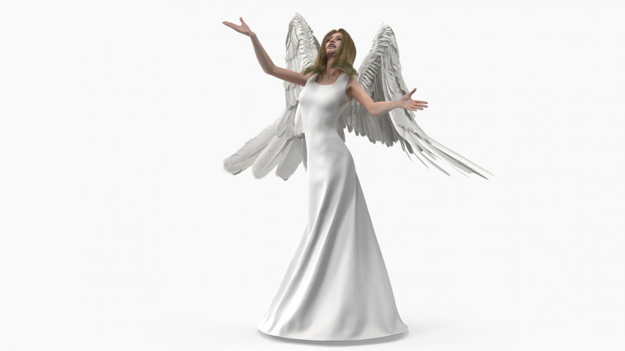 3D Blue Eyed Female Blonde Angel Rigged 2 model