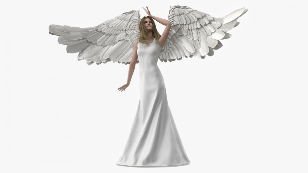 3D Blue Eyed Female Blonde Angel Rigged 2 model