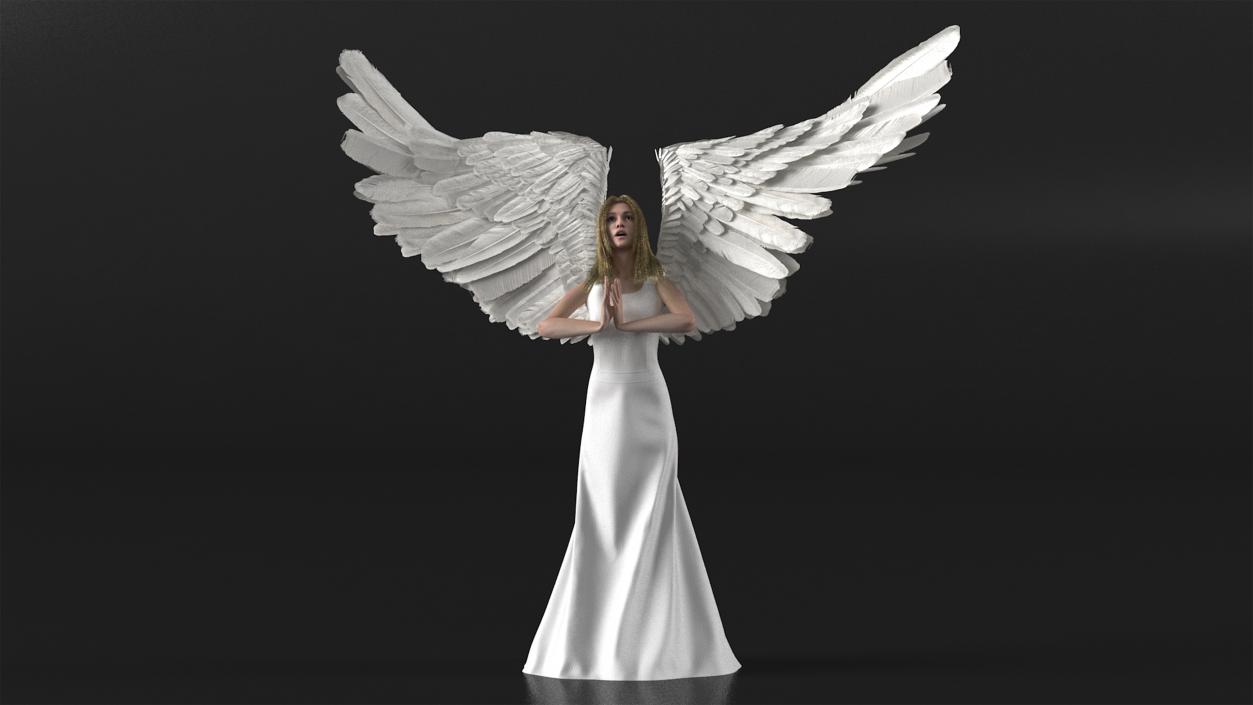 3D Blue Eyed Female Blonde Angel Rigged 2 model