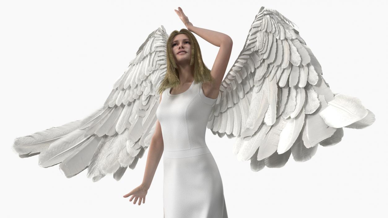 3D Blue Eyed Female Blonde Angel Rigged 2 model