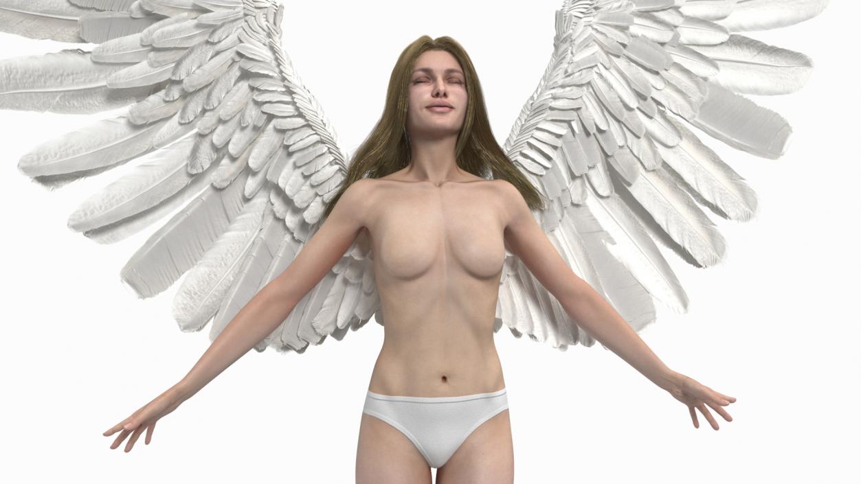 3D Blue Eyed Female Blonde Angel Rigged 2 model