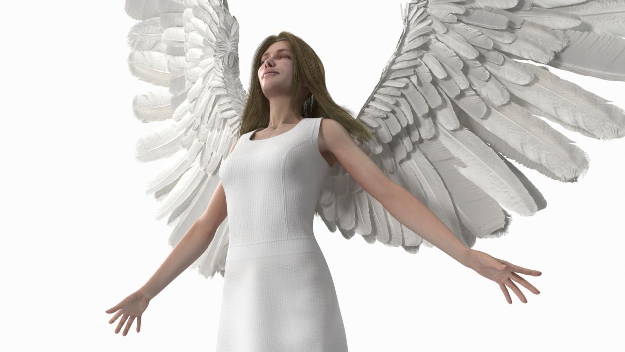 3D Blue Eyed Female Blonde Angel Rigged 2 model