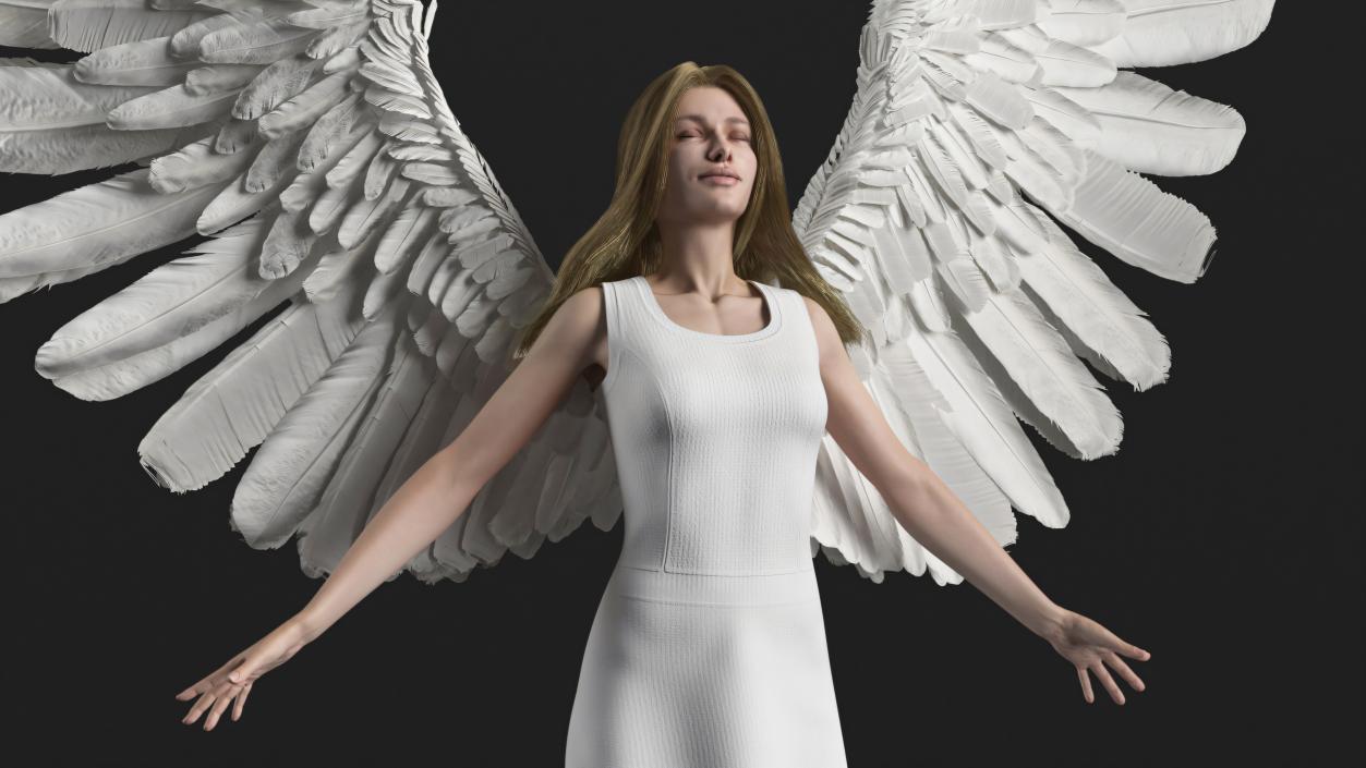 3D Blue Eyed Female Blonde Angel Rigged 2 model