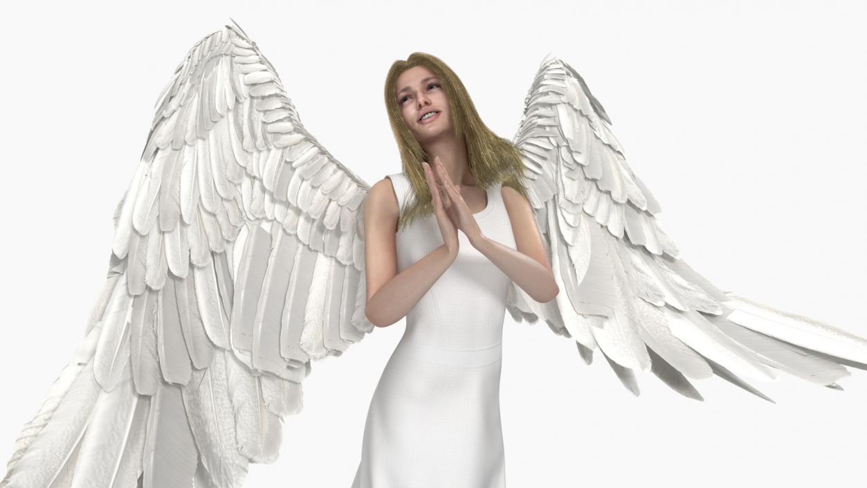 3D Blue Eyed Female Blonde Angel Rigged 2 model