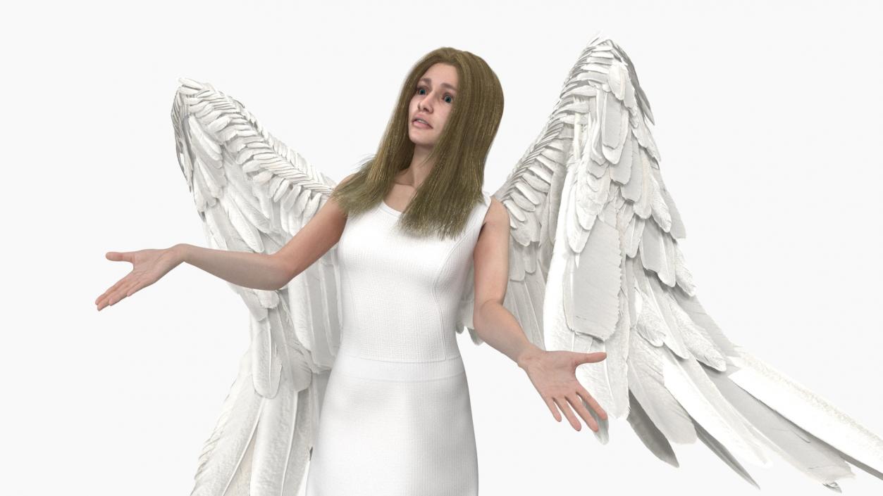 3D Blue Eyed Female Blonde Angel Rigged 2 model