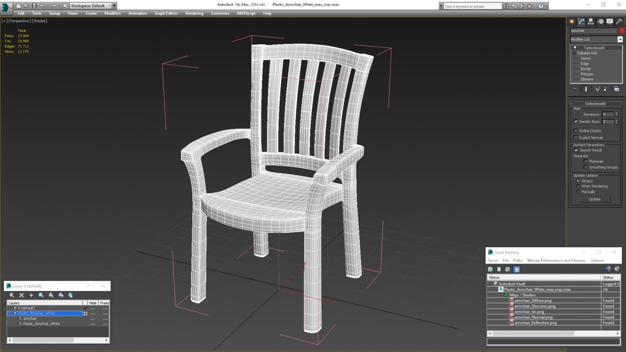 Plastic Armchair White 3D