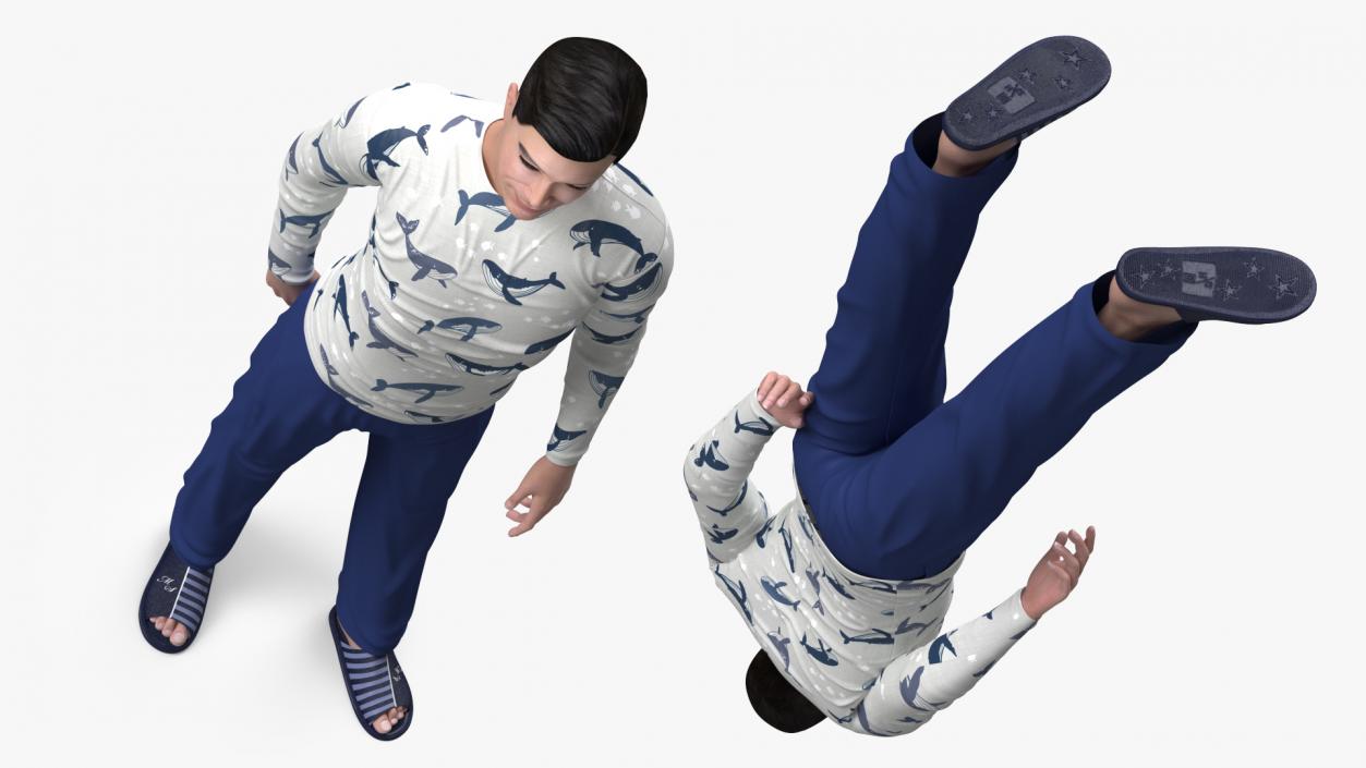 Asian Man Home Style Clothes Standing Pose 3D