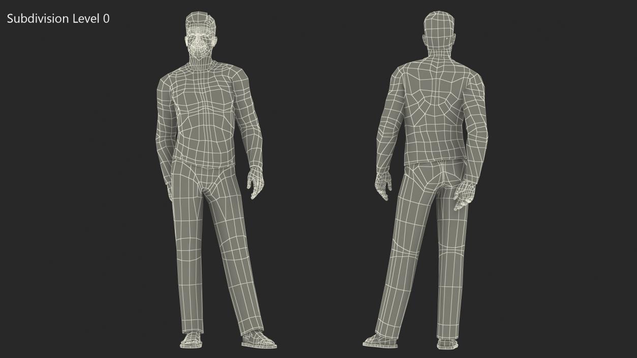 Asian Man Home Style Clothes Standing Pose 3D