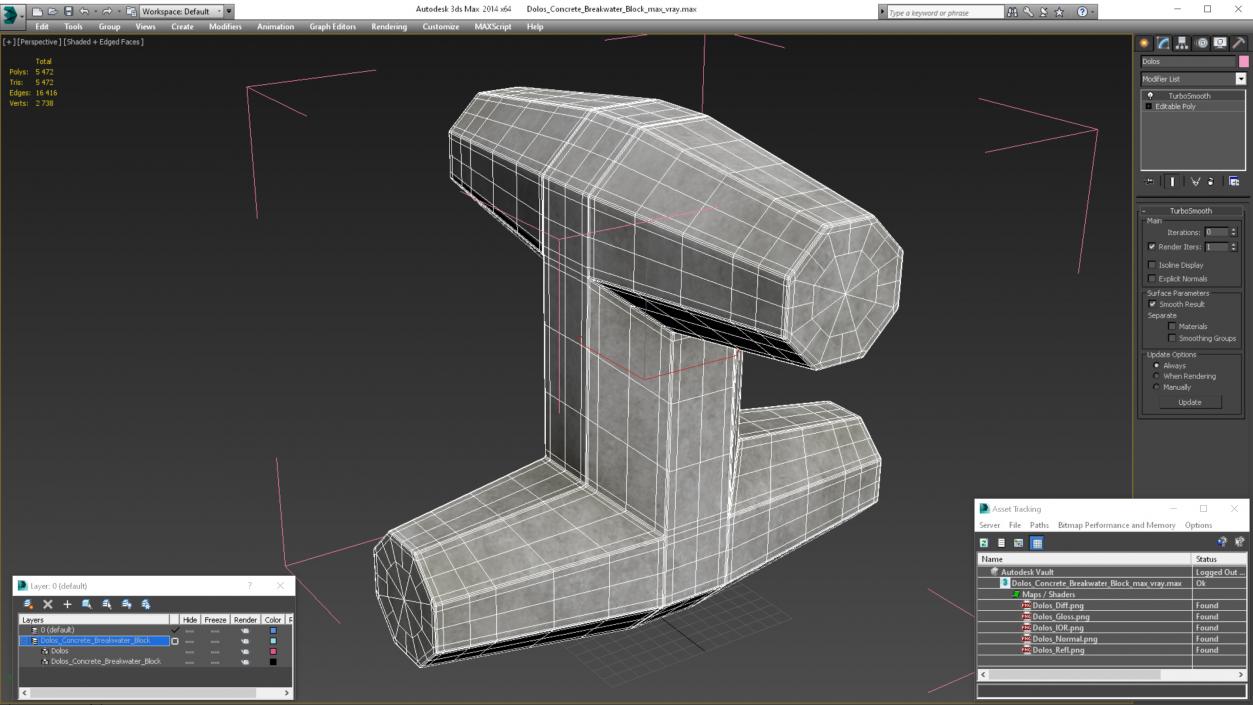 3D Dolos Concrete Breakwater Block