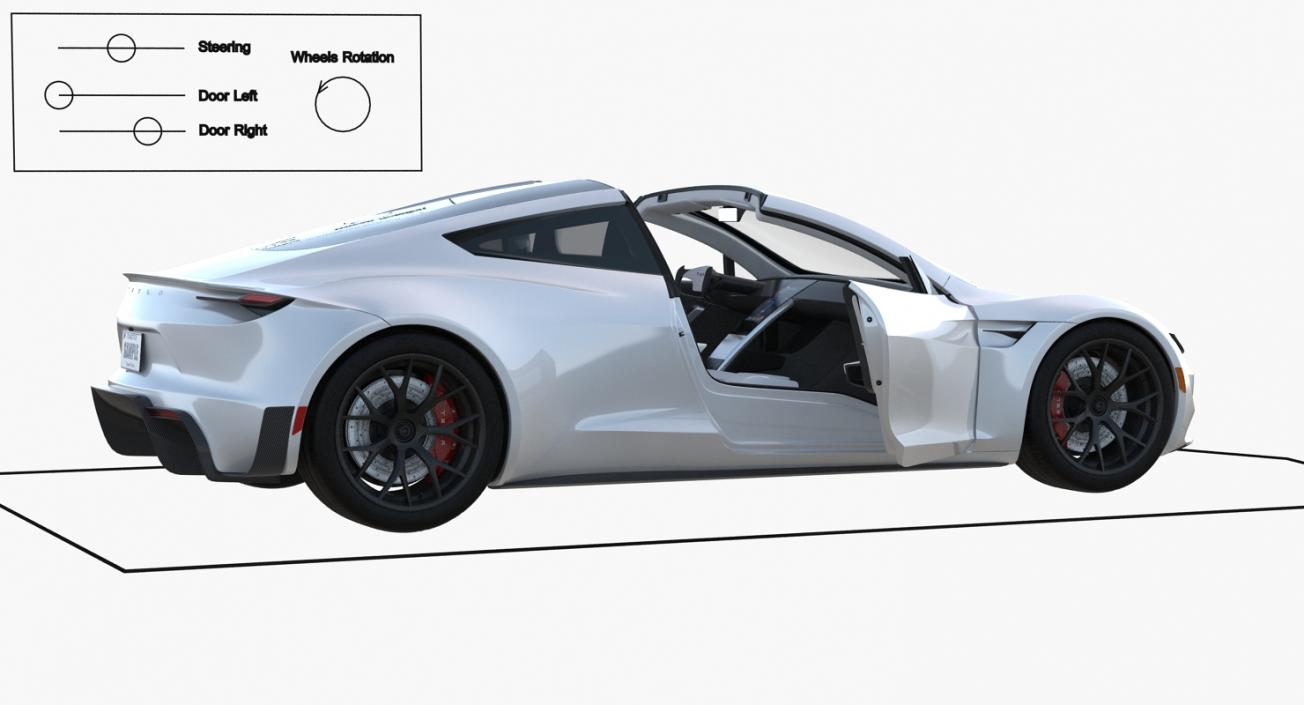 3D Tesla Roadster 2017 Rigged