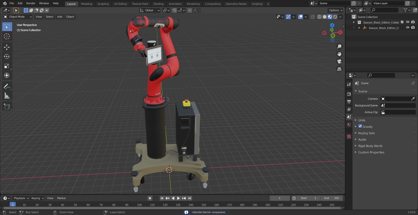 Sawyer Black Edition Collaborative Robot with Pedestal 3D model