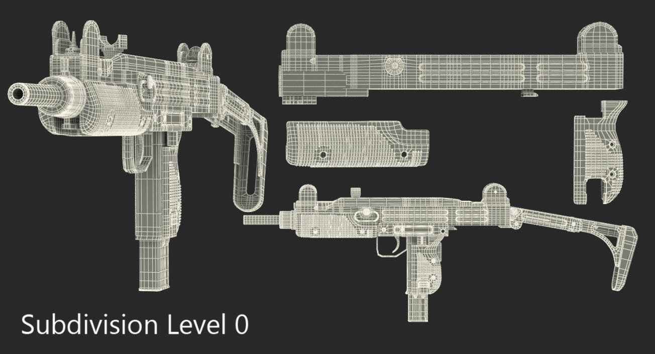 Submachine gun UZI SMG Rigged 3D model