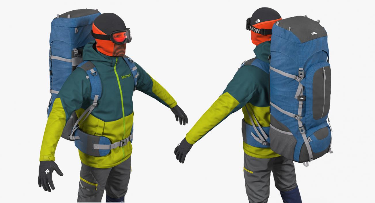 3D Man Traveler with Backpack Rigged model