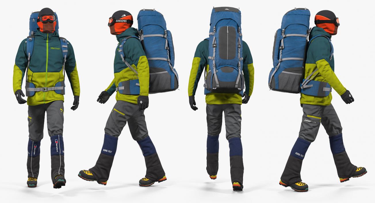 3D Man Traveler with Backpack Rigged model