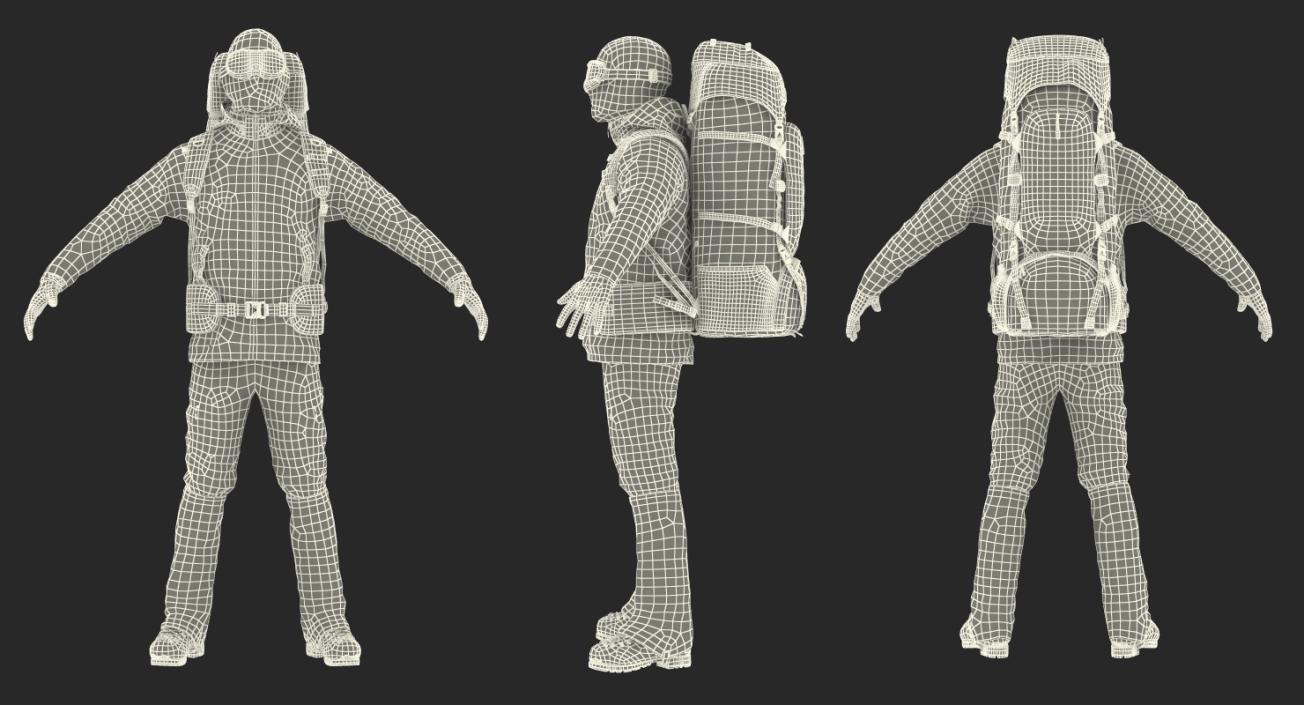 3D Man Traveler with Backpack Rigged model