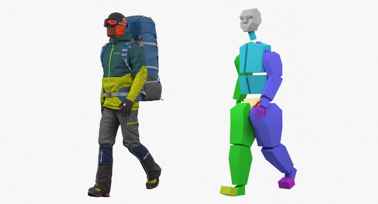 3D Man Traveler with Backpack Rigged model