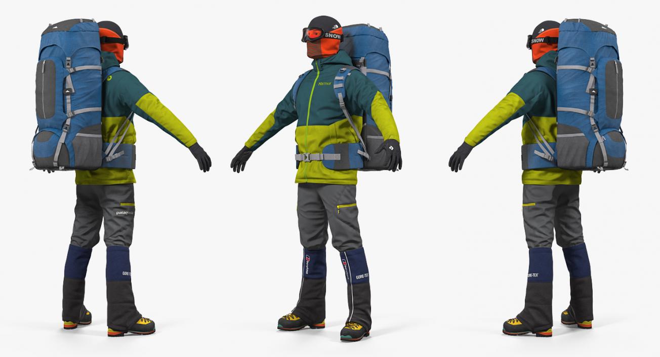 3D Man Traveler with Backpack Rigged model