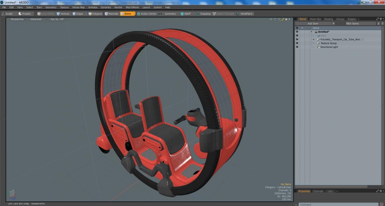 3D Futuristic Transport Car Tube Red model