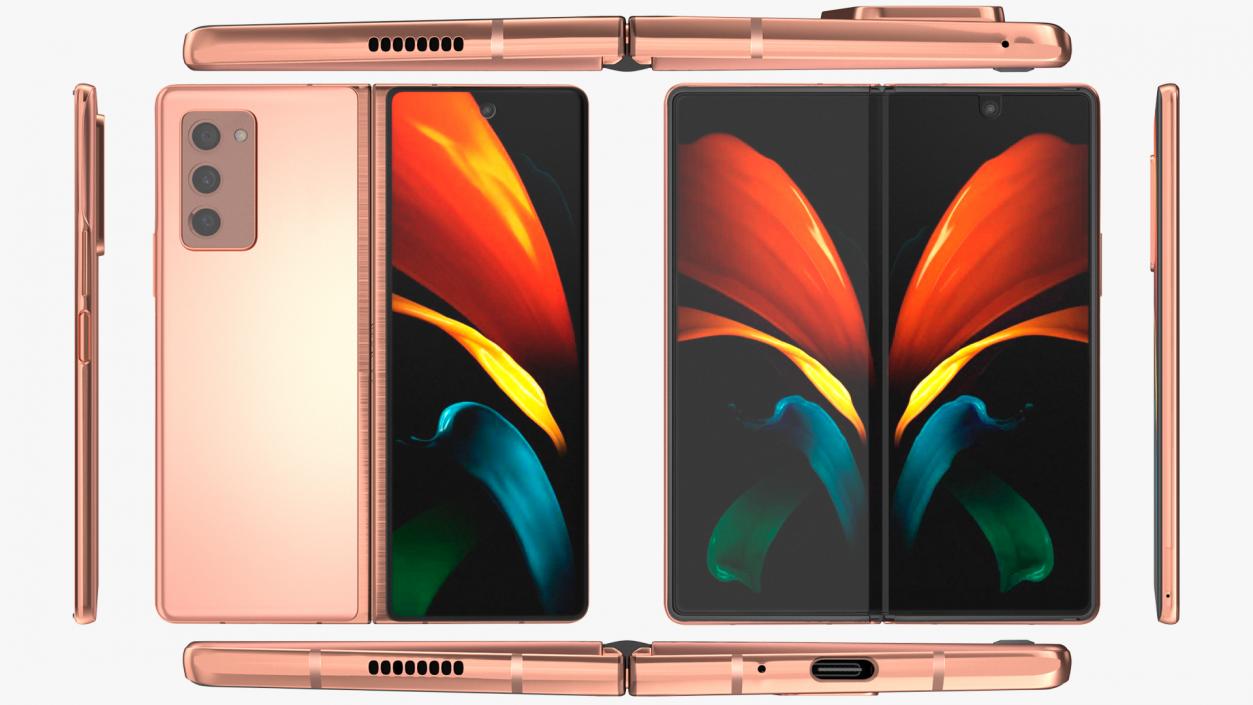 3D model Samsung Z Fold 2 Bronze Rigged