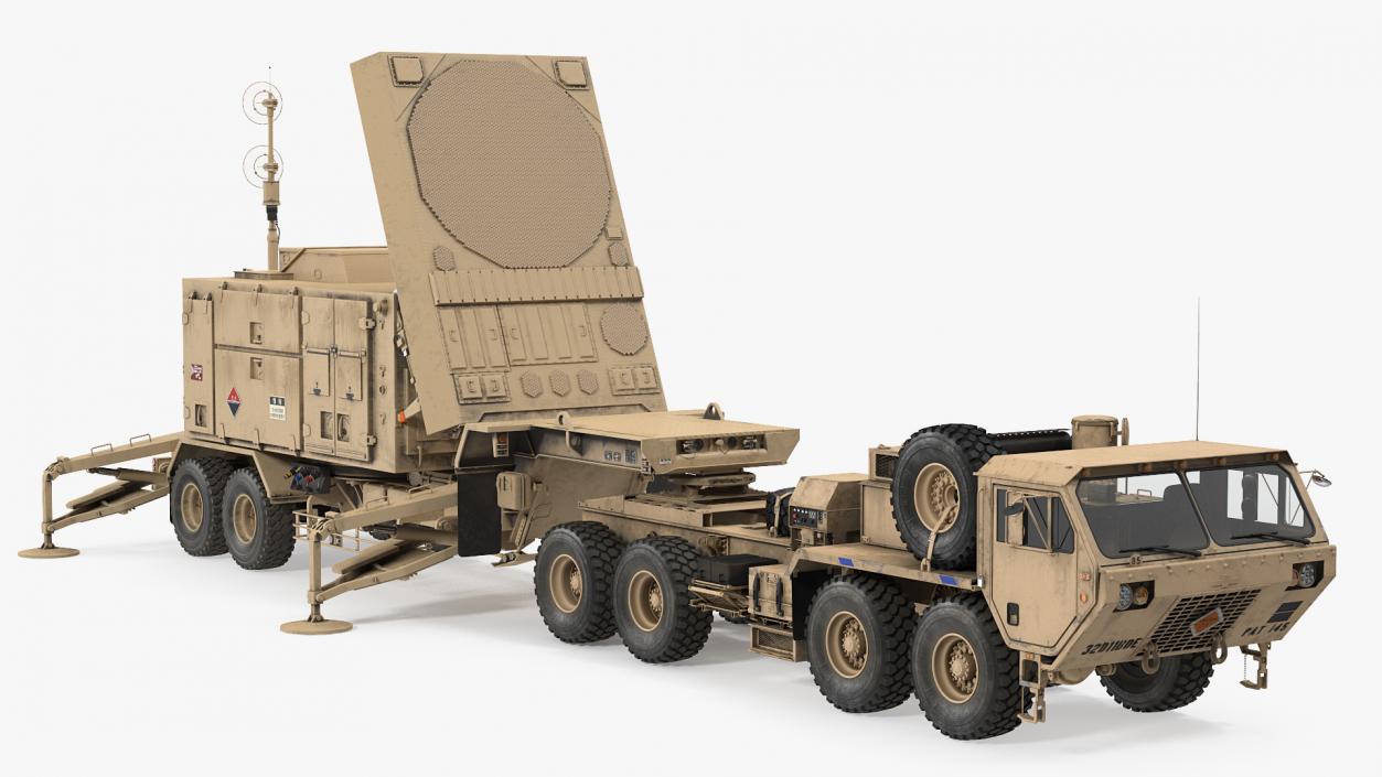 3D model HEMTT M985 with Patriot AN MPQ53 Radar Desert