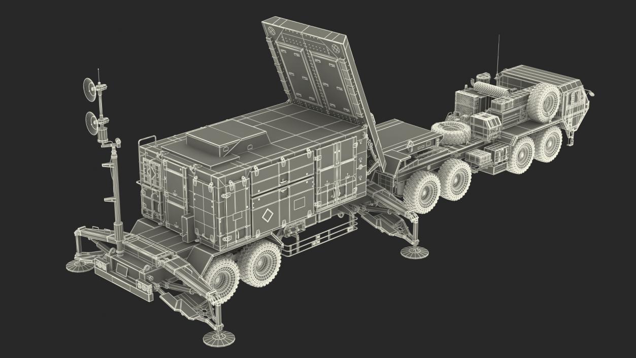 3D model HEMTT M985 with Patriot AN MPQ53 Radar Desert