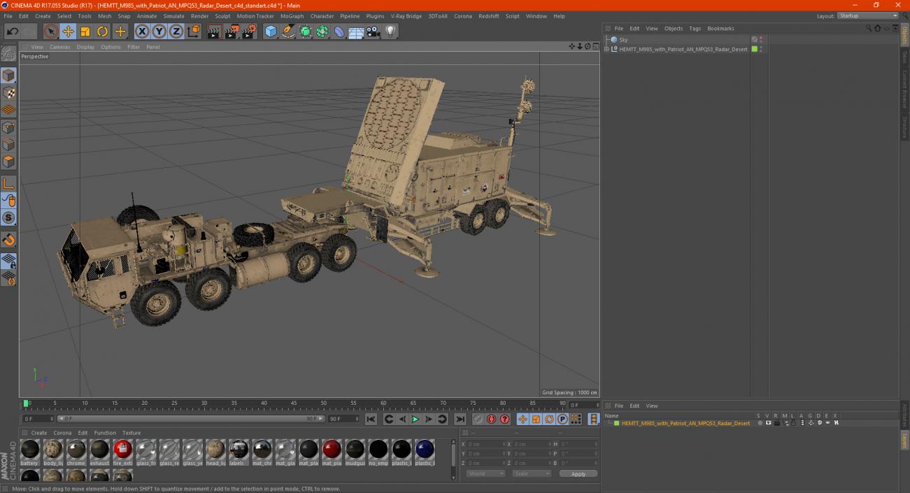 3D model HEMTT M985 with Patriot AN MPQ53 Radar Desert