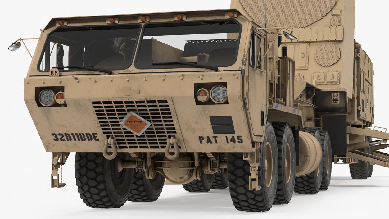 3D model HEMTT M985 with Patriot AN MPQ53 Radar Desert