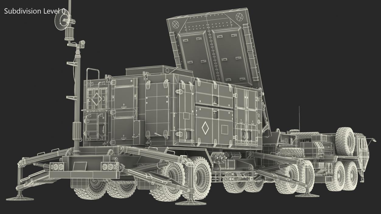 3D model HEMTT M985 with Patriot AN MPQ53 Radar Desert