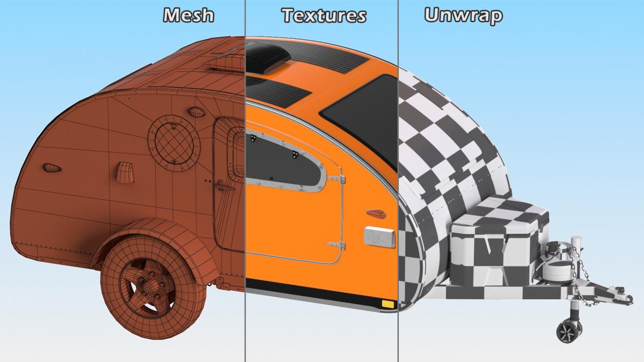 3D model Teardrop Camping Trailer Simple Interior