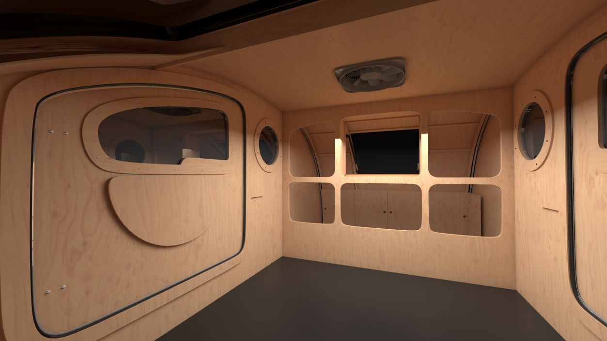 3D model Teardrop Camping Trailer Simple Interior