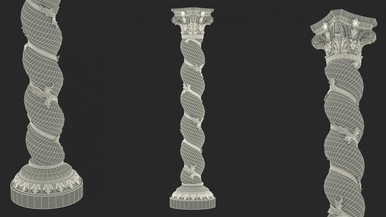 Baroque Twisted Column 3D