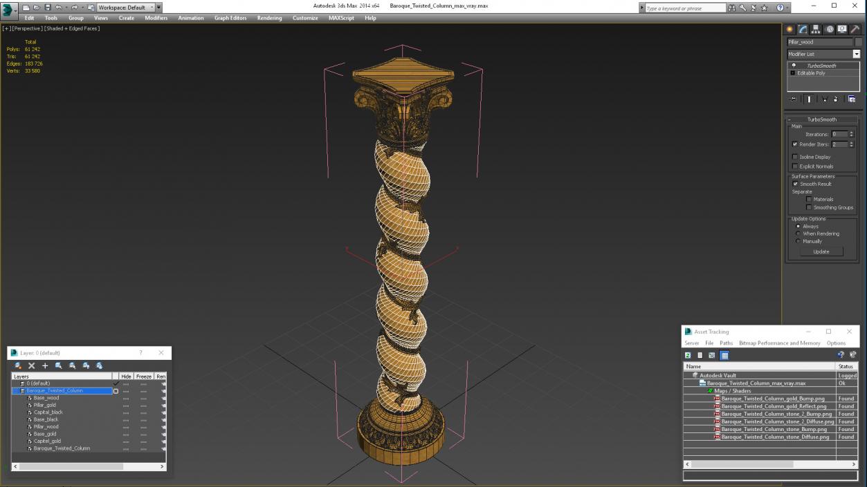 Baroque Twisted Column 3D