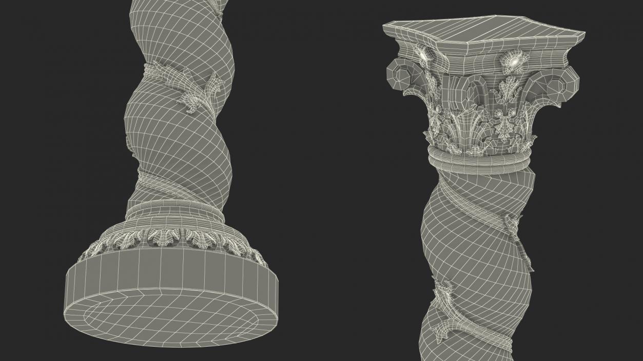 Baroque Twisted Column 3D