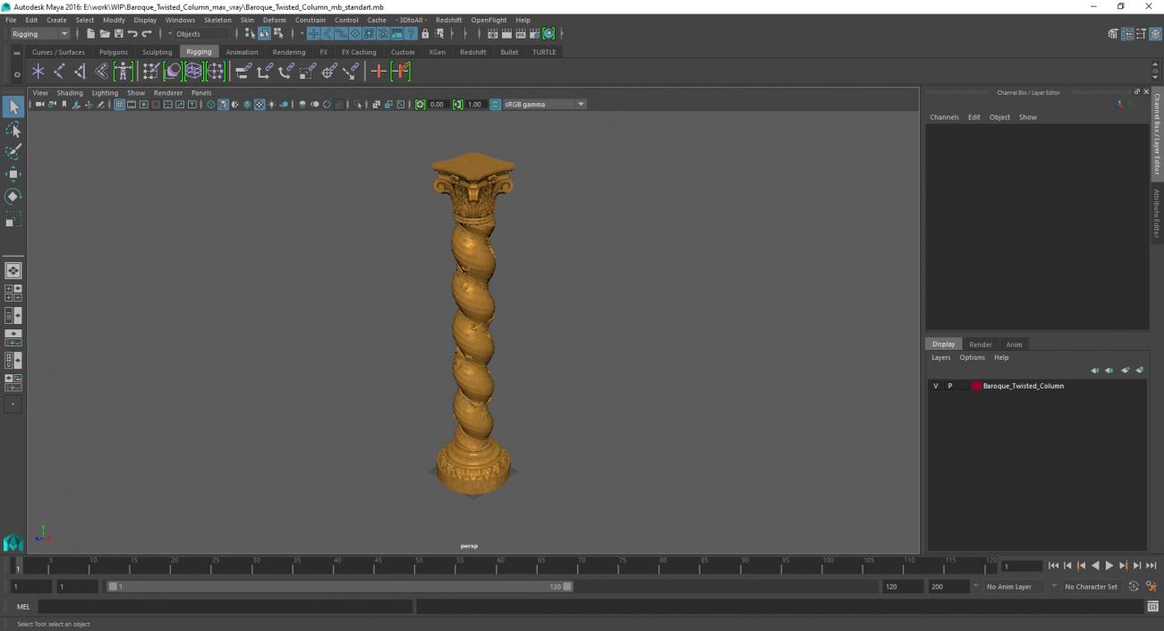 Baroque Twisted Column 3D