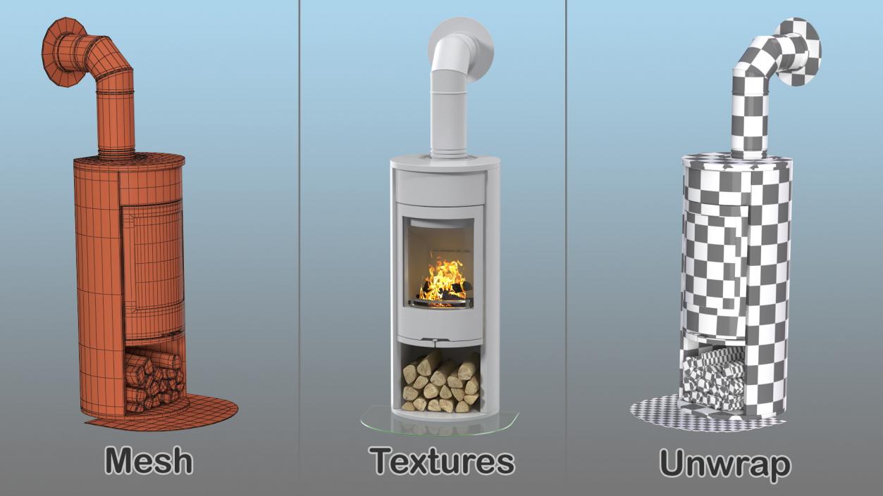 Wood Burning Stove Wall Venting Generic 3D model