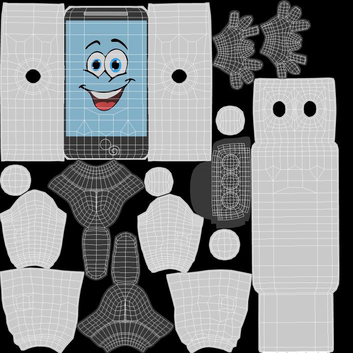 3D White Smart Phone Mascot A-pose