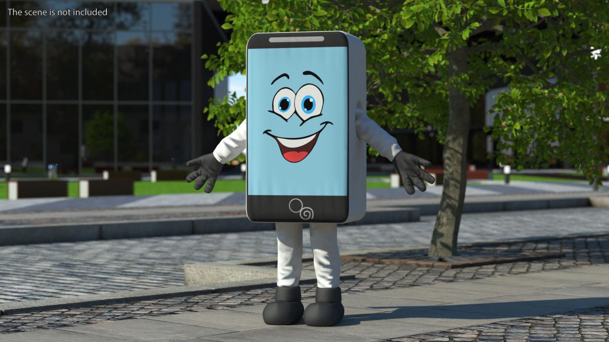 3D White Smart Phone Mascot A-pose